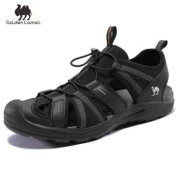 Sandaler gyllene kamel utomhus vandring herr sandaler sommar 2023 stängd tå sport sandal non slip water strandskor för män tofflor