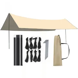 Schutzhütten 3x5m Outdoor Camping Plane Schutzhütte wasserdichte Sonnenschatten -Baldachin Touristen Markisen Camping Sun Shelter Dach Top Zelt TARP Beach Baldachin