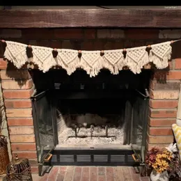 Gobelin macrame Wall wiszący gobelin ręcznie tkany Banner Boho Garland z drewnianymi koralikami domowymi dekoracją sztuki