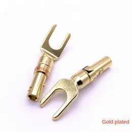 new Taiwan Middle Copper Gold Plated Plugs Horn Wire Y-Plug/U-Plug/Speaker Cable Rubber Joint for Taiwan Gold Plated Plug