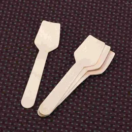 Disposable Flatware 80 Pcs Ice Cream Scoops Wood Spoons Square End Wooden Icecream Tableware Kitchen Utensils Decoration And Table