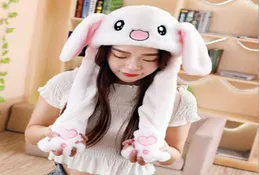 Simpatiche orecchie da coniglio Cappello in movimento Coniglio animale Morbido saltando Cap Divertente giocattolo Ragazze Cartoon Kawaii Peluche Cappello Airbag Giocattoli Regalo di Natale f2392068