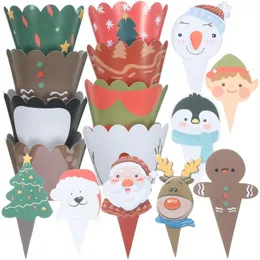 Disposable Cups Straws Party Dessert Decor Packing Paper Fringe Cupcake Wrappers Decoration Christmas Xmas Toppers Wrapping