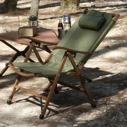 Furnishings Tryhomy Camping Folding Chair Portable Kermit Chair Recliner Solid Wood Outdoor Picnic Lounge Chair