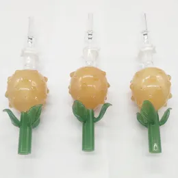 DPGHS028 rökning ananas designglas samlar kit halm med 10 mm kvartsspets och plastklämma ZZ