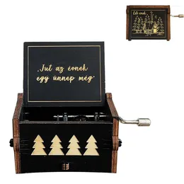 装飾的な置物スタイルの木製ハンドクランクミュージックボックスアニメテーマハロウィーンメリークリスマスデコレーションホームバースデーギフト
