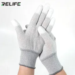 RELIFE RL-063 Anti Static Antiskid Handschuh PU beschichtetes Finger Teil sauberer Handschuhe Strickhandschuh für PC Computer Phone Reparaturwerkzeug