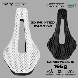 Ryet Full Carbon 3D Printed Saddle Ultralight Hollow Bekväm andningsbar MTB Road Racing Bike Cycling Seat Bicycle Accessory 240319