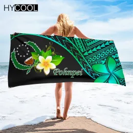 Akcesoria Hot Sales Plaży Ręczniki pływające Pohnpei Chuuk Polyesian z Plumeria Print Absorbent Travel Hotel Ręcz