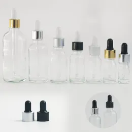 Storage Bottles !! 15pcs 5 10 15 20 30 50ml 100ml Empty Small Clear E Liquid Essential Oil Flint Glass Pipette Dropper Bottle 1 Oz 1/2oz