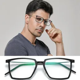 Soberb Men Big Frame Optical Fashion Concise SquareAnti-Blueray Glasses Nylon leve Titanium no parafuso 55-19-150 Para receita médica Case FullSet Case577