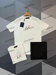 Xinxinbuy erkekler tasarımcısı tee t shirt 2024 İtalya çiçek mektubu jacquard kısa kollu pamuk kadınlar gri siyah kayısı xs-xl