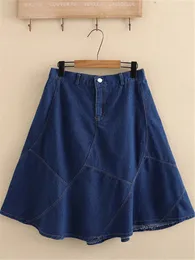 Damski damski spódnica damska spódnica guzika Elastyczna luźna duża długość klęki cienki tkanina parasol 240328