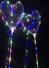 Led Bobo Balon Yanıp Sönen Hafif Kalp Şekleli Top Şeffaf Balonlar 3M String Işıkları Noel Partisi Düğün Süslemeleri Çocuk T4140636