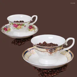 컵 접시는 고급 세라믹 커피 컵 라떼 재사용 가능한 미적 꽃 에스프레소 머그 그십 공급 업체 Caneca Tasse Taza Drinking '