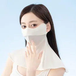 Scarves UV Protection Silk Mask Summer Face Sun Proof Bib Sunscreen Scarf Shield Solid Color Cover Windproof