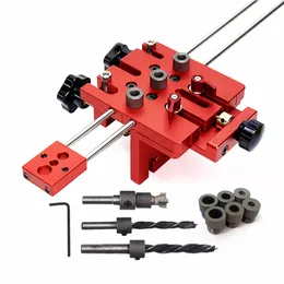 Kit master jig da 3 in 1 con maniche da perforazione a 9 dowel 6 mm (1/4 ") 8 mm (5/16") 10 mm (3/8 ") Guida per punzonatura per la lavorazione del legno