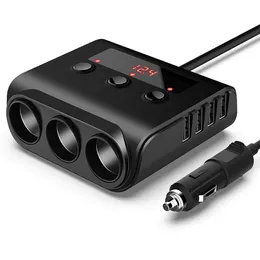 Autohalter TR12 4USB Ladegerät Zigarette Leichter MTI Socket Triple Splitter mit Switch Spannungsanzeigeadapter 100W Drop Lieferung Automat Otoru