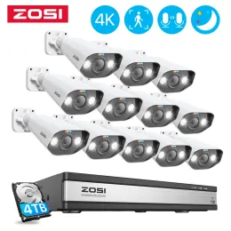 System Zosi 4K 8MP Security Camera System 16CH P2P AI Video Surveillance Kit Двухсторонний аудио открытый дом 8MP IP -камера CCTV NVR набор