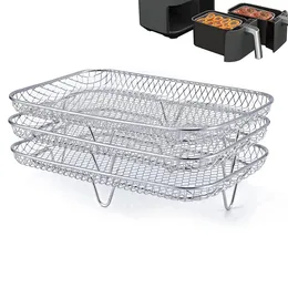 Air Fryer Accessories Barbecue Rack Three-Layer Mesh Oven Accessories BBQ Gril Baking Cooker Tillbehör Matlagningsverktyg 240329