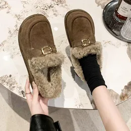 Casual Shoes Winter Women's Keep Warm Plus Velvet Cotton Suede Grunt Slip on Snow Boots For Women Outdoor Flat Walking