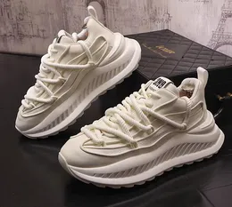 White Pure Men Designer Running Platform Fashion Mesh Party Travel School Sports Shoes Sweat Absorption Breathable Flats 8114