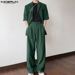 Tute da uomo in incerun 2024 uomini belli set giacca a maniche corte pantaloni lunghi pantaloni da covo ben adattabile 2 pezzi S-5xl