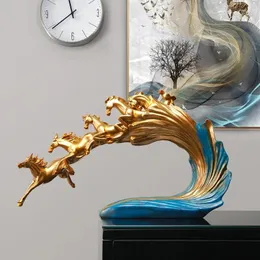 Figurine decorative Luxury Running Horse Crafts Office Home Office Decorazione Scultura soggiorno Ornamento del negozio