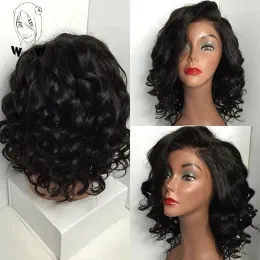 شعر مستعار غريب الأطوار W جديد Fashiob Women Black Wig Norme Morty متموجة مجعد فراق ألياف مقاومة للحرارة للنساء السود