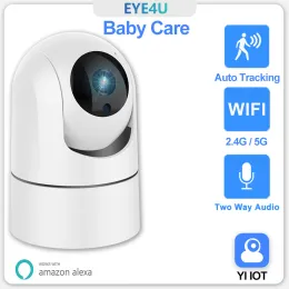 Alarme 1080p 5g Wi -Fi Baby Monitor Wireless HD Segurança IP Câmera Rastreamento automático 2way Audio Mãe Mini Câmera Câmera Interior Alexa Alexa