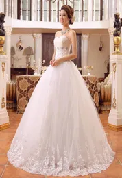 2018 Vestido de noiva sem alças Lace Vestido de noiva Voto do vestido de noiva Decoração de cristal vestido de noiva112311