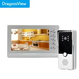 Intercom DragonsView 7 -Zoll -Video -Intercom -System für Heimvideor -Tür -Türklingel -Kamera -Tür Zugangskontrolle Unlock Tal Rainfest