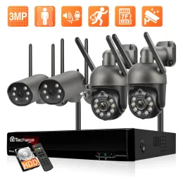 SISTEMA TECNAGE WiFi 3MP PTZ IP CAMERA H.265 Video sorveglianza 8ch kit wireless nvr colorare visione notturna p2p sicurezza cctv rilevamento umano