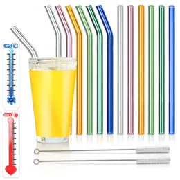 Drinking Straws High Borosilicate Glass Reusable Multi-Color Set Healthy Drink For Cocktail Smoothie Milkshake With Brush