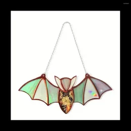 Decorative Figurines Halloween Bat Stained Glass Suncatcher Window Hanging Acrylic Wall Art Decoration Ghostss Festival Colorful C