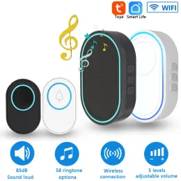 Intercom Home Wireless Tuya Smart Doorbell 433MHz 환영 초인종 방수 버튼 LED 조명 58 곡 5 레벨 볼륨 100m 도어 차임