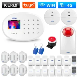 Одежда Kerui Tuya Wi -Fi GSM защита от домашней безопасности W204 4G Smart Alarm System System Brurglar Kit Mobile App