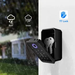 Lock Smart Lock Box Tuya Ttlock App Controlled Wifi Electronic Lockbox Real Estate Wall Mount Keybox With Code Fingerprint Card App