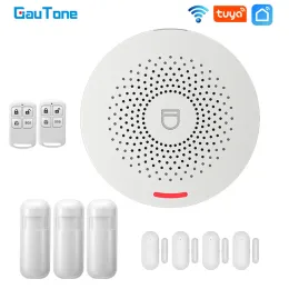 Kits Gautone WiFi Smart Home Alarm System 433MHz inbrottstjuv Säkerhetslarm Tuya Smart Life App Control Wireless Home Alarm