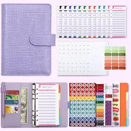 Luxury Budget Planner Notebook With Cash Zipper -kuvert Bindemedelsfickor Plånbok för spara pengar Organisator Crocodile