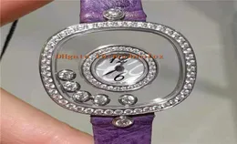 Nowe kobiety Diamond Watch Happy Diamonds 2043685001 Watch Swiss Quartz Ruch ruch przezroczysty kwadratowy szafir szafir