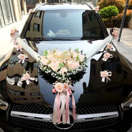 Flores decorativas Um conjunto Pink Champagne Milan Simulation Wedding Car Review Artificial Door Decoration Z-1097