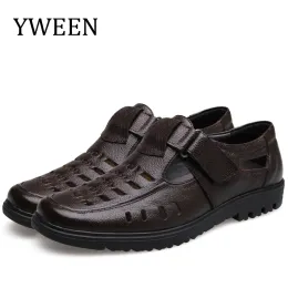 Sandals YWEEN Wholesale Mens Sandals Quality Leather Sandals Men Outdoor Casual Shoes Men Leather Sandals for Men Beach Shoes