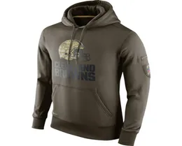 Bluza Browns Olive Salute to Service Ko Performance American Football Hoodie1667390