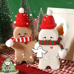 Water Bottles Cute Gingerbread Man Drinking Cup Portable Shaker Drink Bottle Kitchen Milk Tea Home Couple Christmas