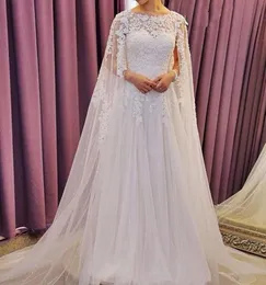 Vestidos de noiva muçulmanos dubai da Arábia Saudita com vestidos de noiva de renda de manto Robe de Mariage Aplique Liginas de miçanos vestidos de noiva vestidos de casamento