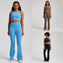 Lu Hizas Kıyafetleri 2 PCS Hizalama Yaz Dikişsiz Üstü Kadın Spor Kıyafetleri Spor Yüksek Bel Alevlenmiş Taytlar Fitness Set Çalışma Egzersiz Limon Kadın Lady