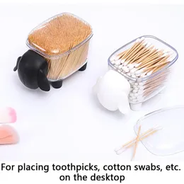 Tandpetarehållare behållare bärbar kreativ dammtät bomullspinne Budhållare Arrangör förvaringslåda bord tandpetare dispenser