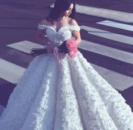 2017 sagte Mhamad Pretty Hochzeitskleider sexy von Schulter 3Dfloral Applikationen charmante Brautkleider Neueste Mode eine Linie Hochzeit 5176637