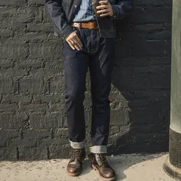 Röd tornado gt -stil 12oz selvedge denim jeans för män smala fit mörkblå oash 240322